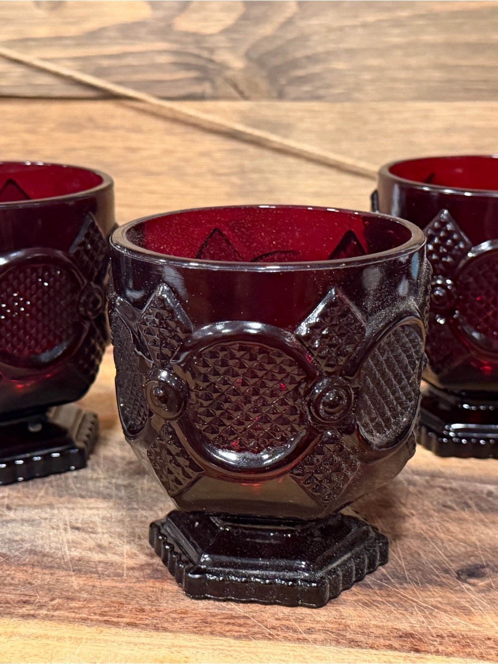 Vintage-Style Ruby Red Glass goblets